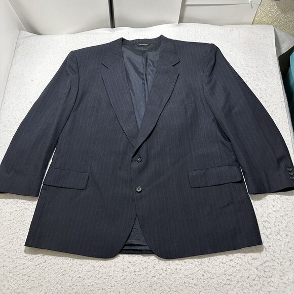 Vintage Kuppenheimer Men's 50 Regular Navy Blue Pinstripe Suit Jacket Blazer USA